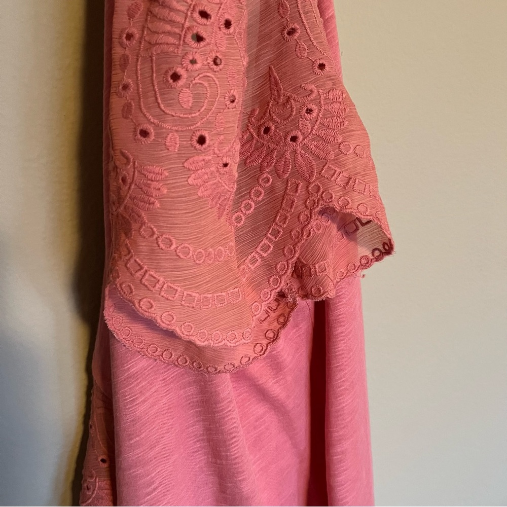 *Brand New* Cato Coral Lace Scallop Short Sleeve Top Small